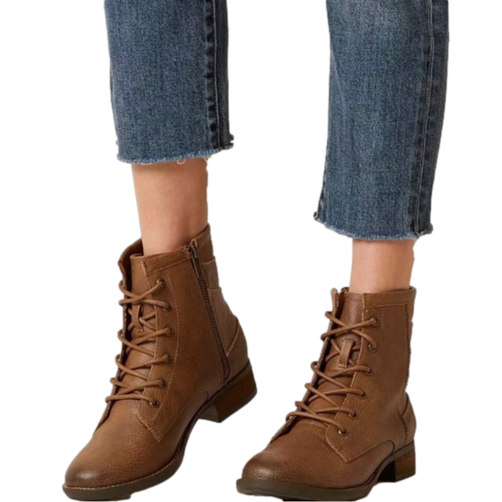 Not Rated Shoes Lace up combat boots - New! Never worn Tan/Brown sized zipper - Picture 2 of 6